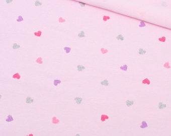 Cotton jersey hearts glitter pink from 0.5 meters
