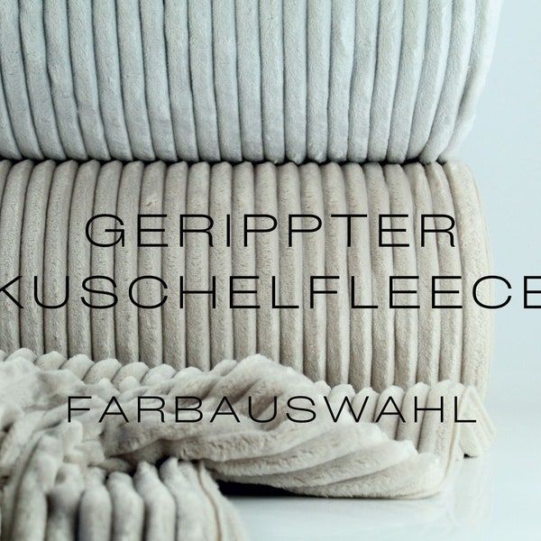 Gerippter Kuschelfleece Fleece Stoff Plüsch Farbauswahl - ab 0,5 Meter