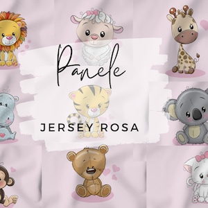 Panel Jersey süße Tiermotive auf rosa Hintergrund AUSWAHL