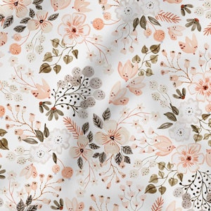 Cotton fabric cotton woven fabric small delicate flowers on white OEKO-TEX from 0.5 meters