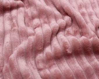 Last remaining piece of 37 cm ribbed fleece in antique rose – soft fleece fabric by the meter for blankets, pillows & DIY projects