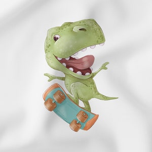 Fabric panel cotton panel for pillowcase dinosaur skateboard - OEKO-TEX