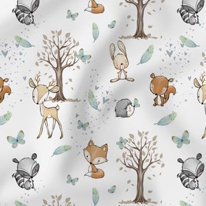 Cotton fabric forest friends forest animals spring from 0.5 meters