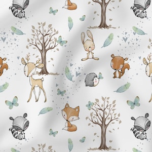 Tessuto di cotone amici della foresta animali della foresta primavera da 0,5 metri
