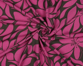 Viscose fabric with pink flowers, available from 0.5 meters