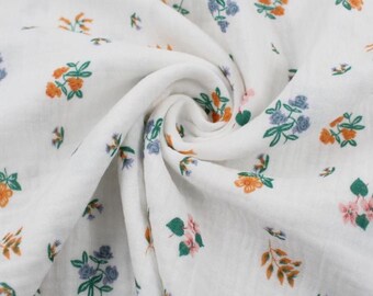 Floral Muslin Fabric – Cotton Double Gauze by the Yard for Baby Clothes, Summer Dress & Sewing
