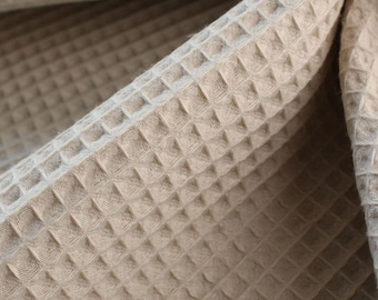 Stoffreste Restposten Waffelpique Waffelstoff Meterware Waffelpiqué aus 100% Baumwolle Sand