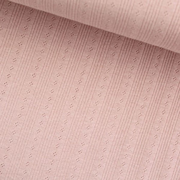 Jersey pointoille doux maille fine jersey tricoté rayures Oeko-Tex vieux rose - à partir de 0,5 mètre