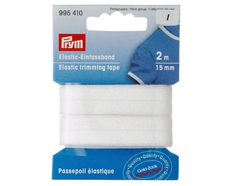 Prym elastic edging tape, 15 mm, white, 2 m