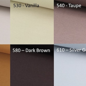 Bündchen Nummer 520 - Sand, 530 - Vanilla, 540 - Taupe, 550 - Caramel, 580 - Dark Brown, 610 - Silver Grey