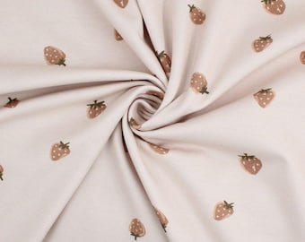Jersey fabric strawberries sand – cotton jersey children's fabric OEKO-TEX by the meter