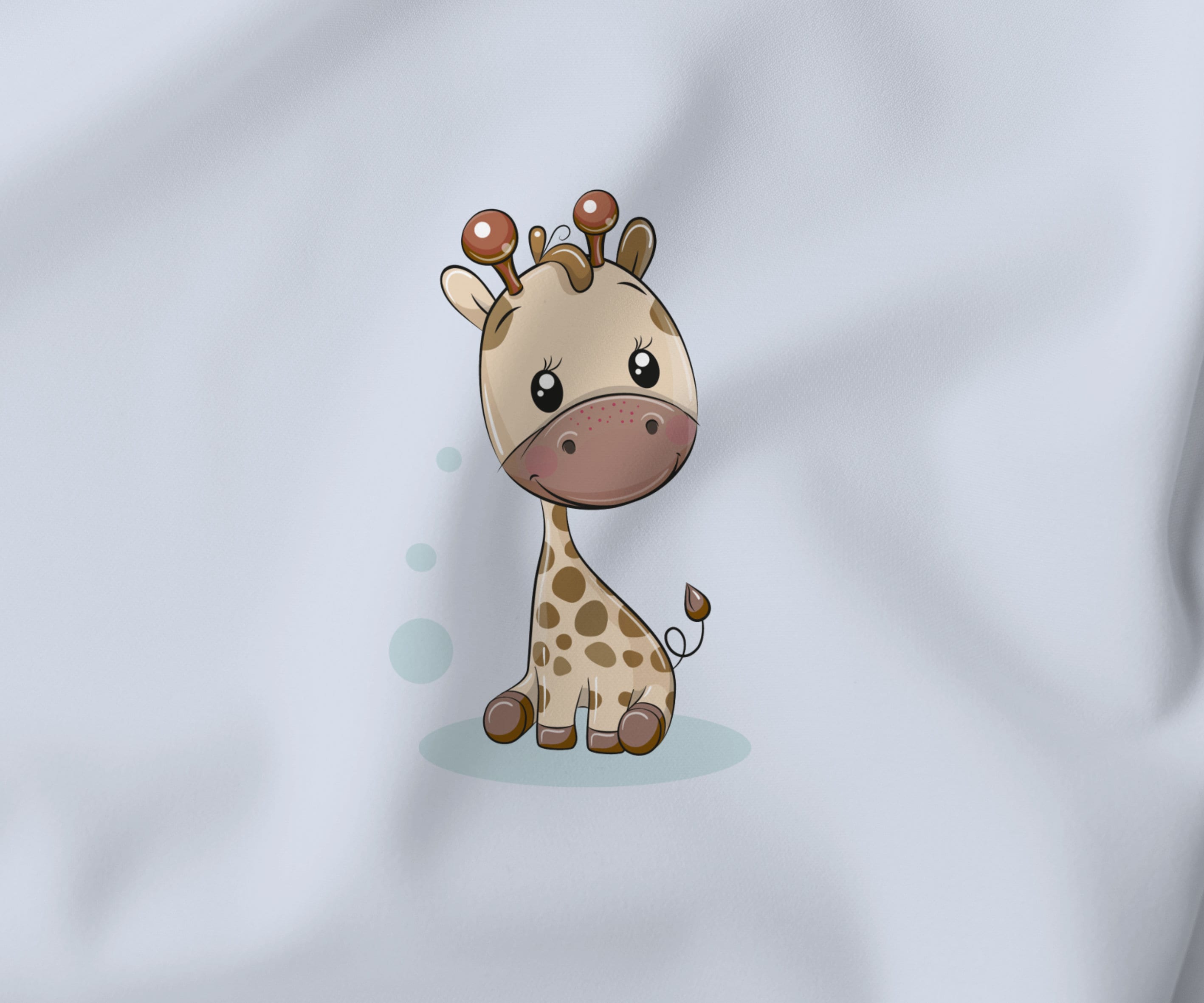 Cotton Fabric PANEL Cute Giraffe Blue 38 X 38 Cm UK