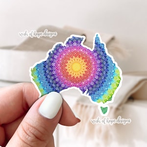 Australia Mandala Vinyl Sticker / Impermeabile / Laptop / Hydroflask / Intricato / Australia / Australiano / Adesivo vibrante