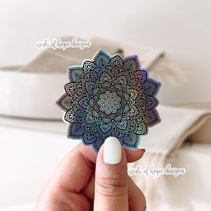 Autocollant holographique mandala vinyle #2 | Étanche | Ordinateur portable | Hydroflask | complexe