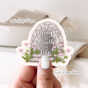 Johannes 14:6 vinylsticker | Waterdicht | Jezus-sticker | Christelijke sticker | Bijbelvers | Allah | Schrift | Pasen | Bloemen