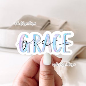 Pegatina de vinilo Grace Upon Grace / Impermeable / Pegatina de Jesús / Pegatina cristiana / Versículo bíblico / Alabanza / Adoración / Amor / Carta / Citas