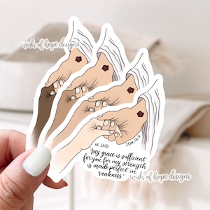 2 Korintiërs 12:9 | Vinyl Sticker | Waterdichte | Jezus sticker | Christelijke | Bijbelvers | Lof | Aanbidding | God | Genade voldoende