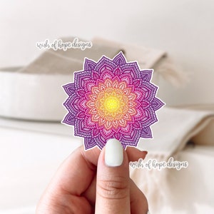 Zonsondergang Vinyl Mandala Sticker | Waterdichte | Laptop | Hydroflask | Ingewikkelde | Transparante stickers | Ombre