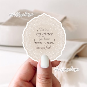 Efeziërs 2:8 | Vinylmandala-sticker | Waterdicht | Jezus-sticker | Christelijke sticker | Bijbelvers | Lof | Aanbidding | Liefde | Allah | Elegantie