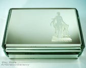 French Art Deco Eglomise Mirrored Box quot Diana The Huntress quot