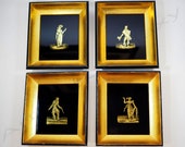 Jean Hanau Art Deco Eglomise Decorative Pictures-Lot of 4