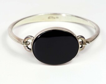 Bracelet moderniste en argent et onyx noir N E From Denmark