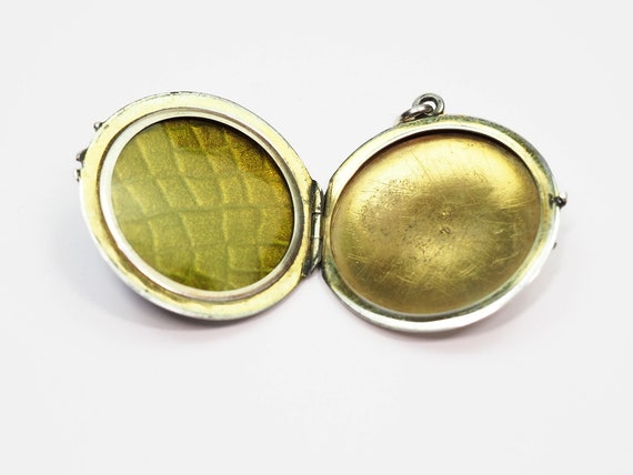 Antique Swiss Silver Guilloche Enamel Locket w/ H… - image 4