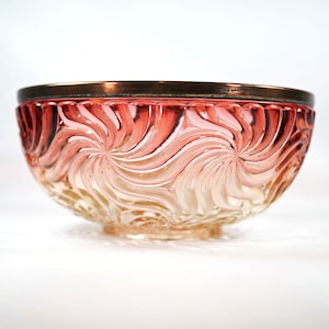Antique Baccarat Glass Rose Tiente Pinwheel Swirl Centerpiece Punch Bowl, Circa 1900s-Signed