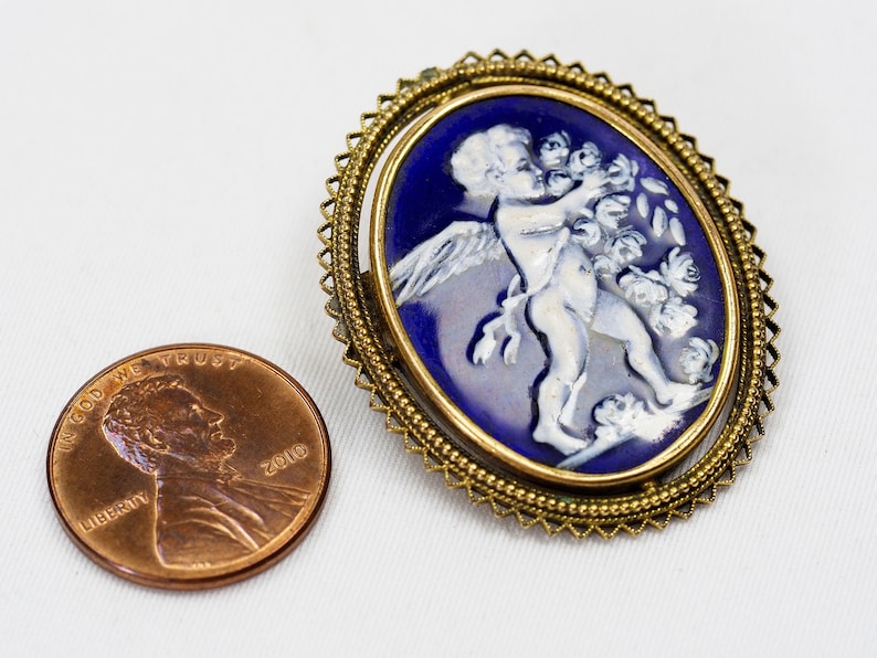 Antique Enamel Hand Painted Brooch-19th Century