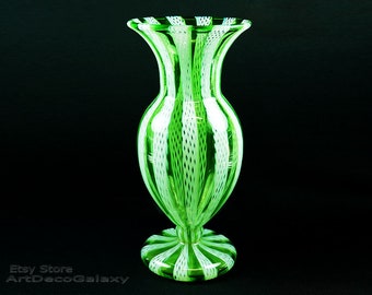 Large Murano Latticino Vase Circa 1930
