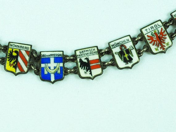 Vintage Silver Enamel German Coat of Arms Bracelet - image 3