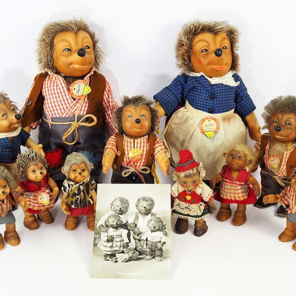 Vintage Steiff Hedgehog Family-Circa 1950-1960s