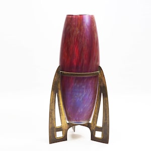 Loetz Jugendstil Iridescent glass Brass Mounted Vase-Circa 1900s