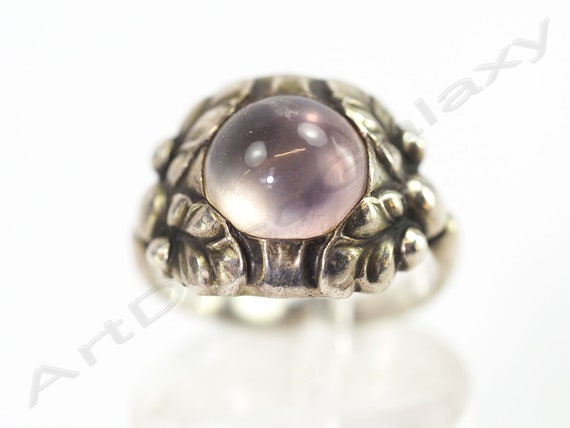 Georg Jensen Silver & Rose Quartz Ring-Circa 1930s
