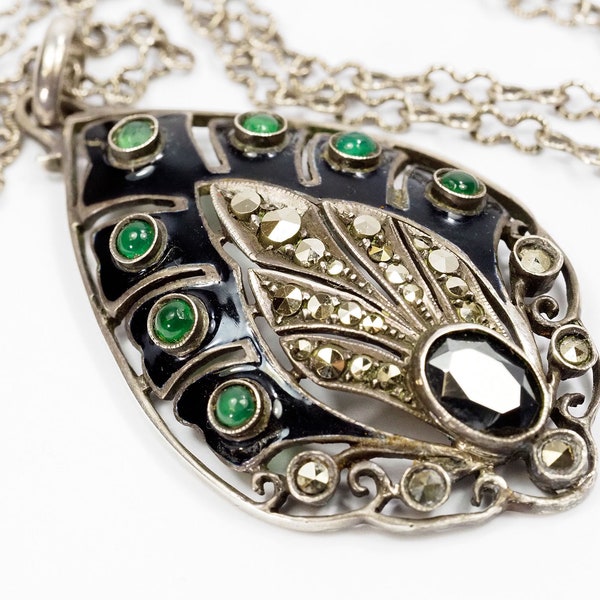 Theodor Fahrner Art Deco Silver Pendant and Chain-1930s