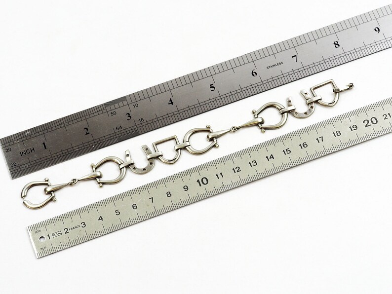 Antique Novelty Silver Horseshoe /& Stirrup Bracelet-1900s