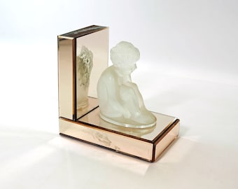 Lalique Art Deco Crystal & Mirrored Bookend-Ca. 1930s