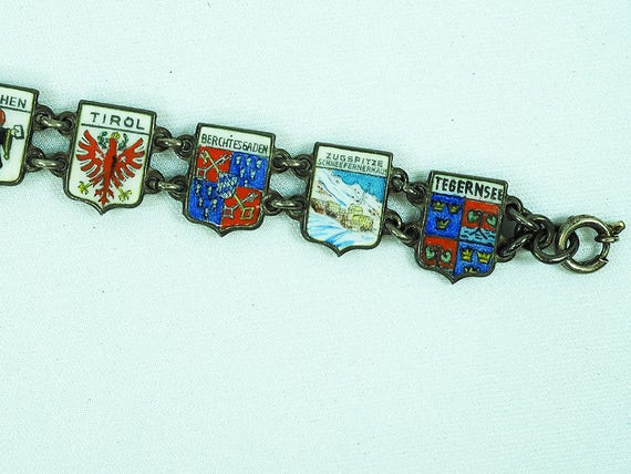 Vintage Silver Enamel German Coat of Arms Bracelet - image 4