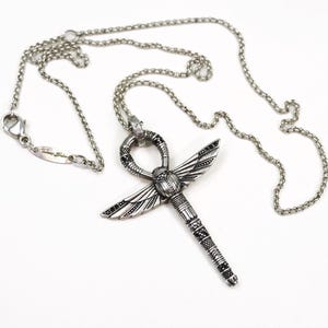 Thomas Sabo Sterling Silver Egyptian Style Ankh w/ Black Stones on Original Chain Necklace
