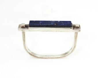 Bracelet Claude Momiron Mid-Century moderne en argent sterling et lapis-lazuli