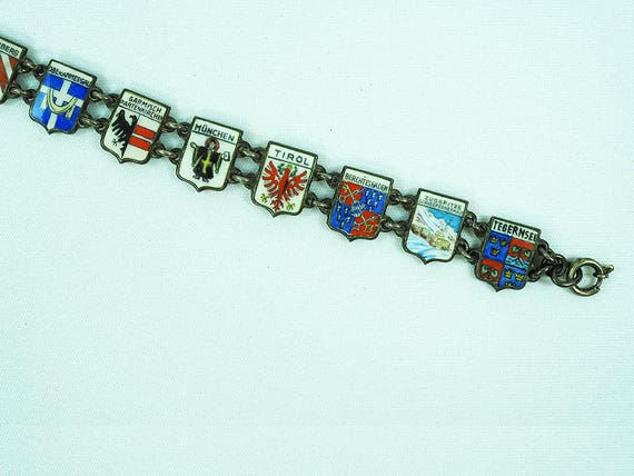 Vintage Silver Enamel German Coat of Arms Bracelet - image 7