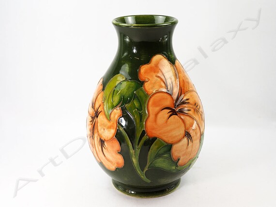 Moorcroft Hibiscus Vase Mid Century Etsy