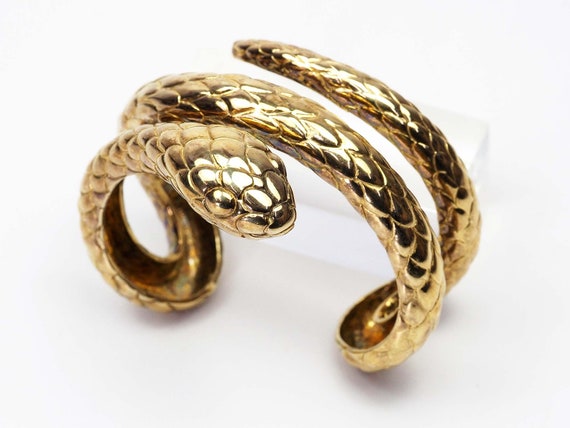 Aristocrazy Double Coil Snake Gold Plated Sterling Silver - Etsy Israel