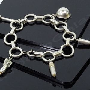 Military WWII Charms Sterling Silver Bracelet-Circa 1940s