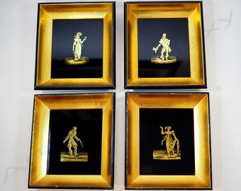 Jean Hanau Art Deco Verre Eglomisé Decorative Panels-Circa 1930s-Lot of 4