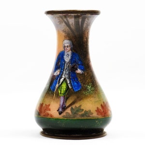 Antique French Limoges Hand Painted Enamel Vase-Circa 1900s