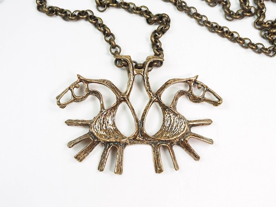 Collier Pendentif Vintage En Bronze Studio Else & Paul Norvège - Style Scandinave