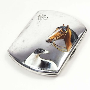 Antique Silver Hand Painted Enamel Cigarette Case-Circa 1900s