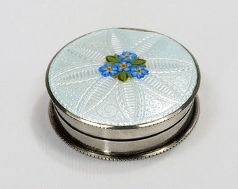 Antique Sterling Silver Guilloche Enamel Box Lawson Ward & Gammage-1900s