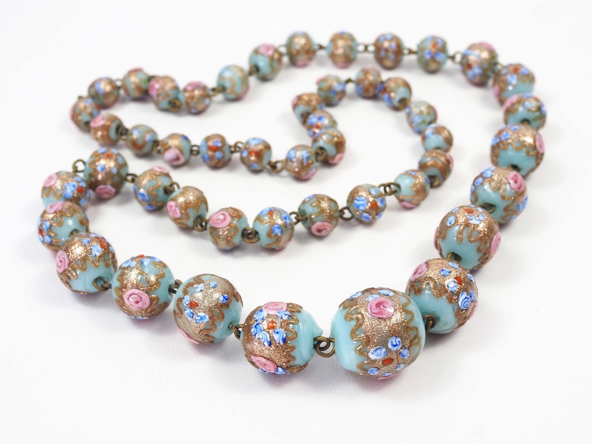 Glass beads necklace online clearance